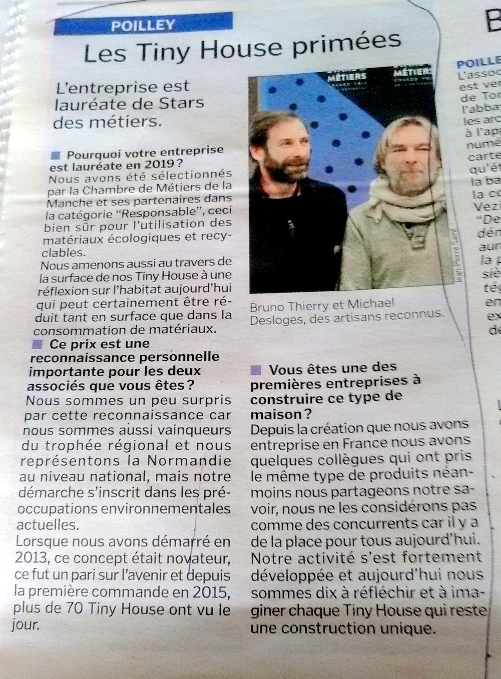 L’entreprise des Tiny House dans le journal